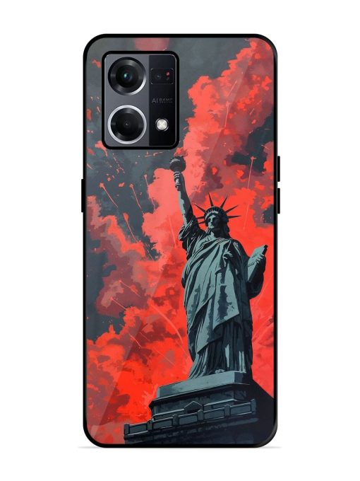 Lady Liberty'S Firework Finale Glossy Soft Edge Case for Oppo F21S Pro (4G) Chachhi