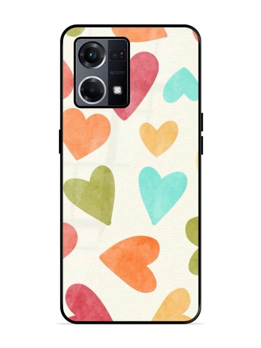 Watercolor Hearts Glossy Soft Edge Case for Oppo F21S Pro (4G) Chachhi