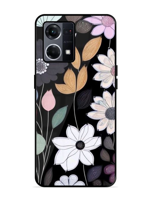 Whimsical Blooms On Black Glossy Soft Edge Case for Oppo F21S Pro (4G) Chachhi