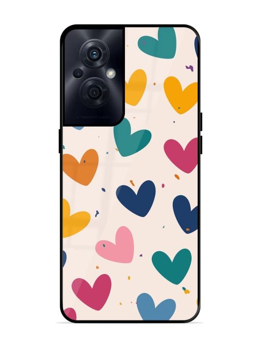 Rainbow Hearts Glossy Soft Edge Case for Oppo F21S Pro (5G) Chachhi