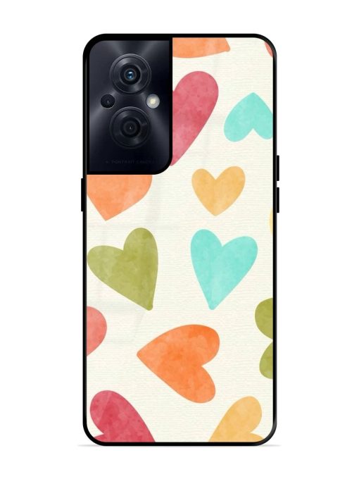 Watercolor Hearts Glossy Soft Edge Case for Oppo F21S Pro (5G) Chachhi