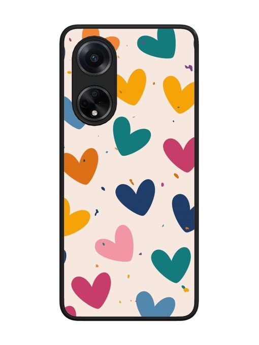 Rainbow Hearts Glossy Soft Edge Case for Oppo F23 (5G)