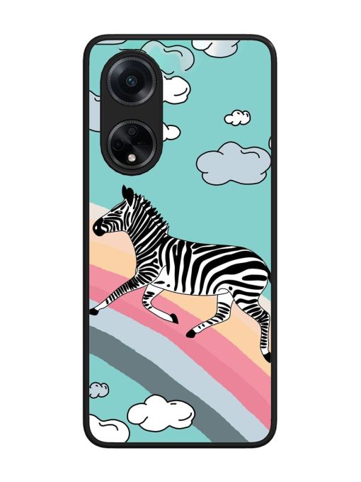 Zebra On A Rainbow Glossy Soft Edge Case for Oppo F23 (5G)