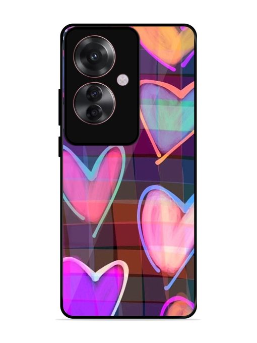 Neon Hearts Glossy Soft Edge Case for Oppo F25 Pro (5G) Chachhi