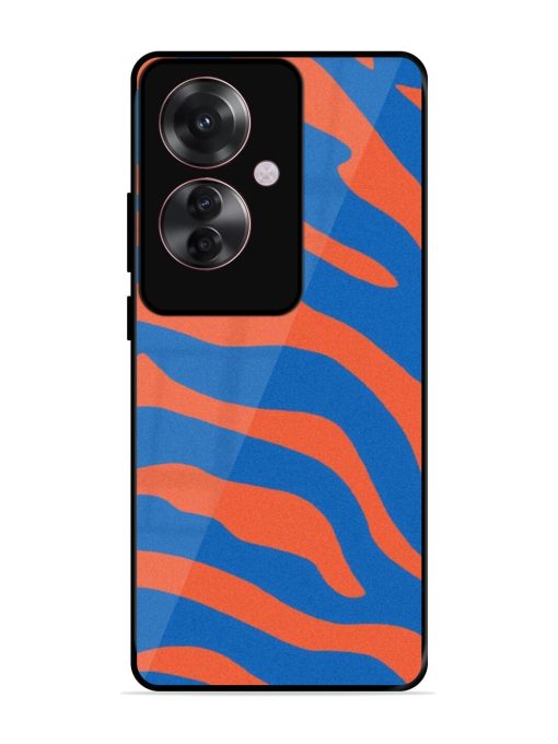 Zebra Stripes In Blue And Orange Glossy Soft Edge Case for Oppo F25 Pro (5G)