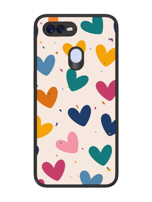 Rainbow Hearts Glossy Soft Edge Case for Oppo F9 Pro Chachhi