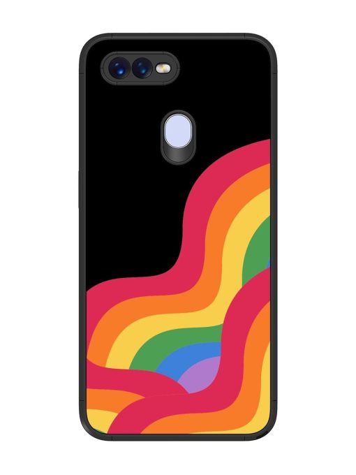 Wavy Rainbow Glossy Soft Edge Case for Oppo F9 Pro Chachhi