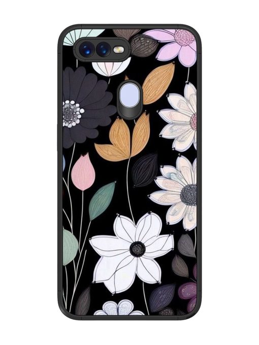 Whimsical Blooms On Black Glossy Soft Edge Case for Oppo F9 Pro Chachhi