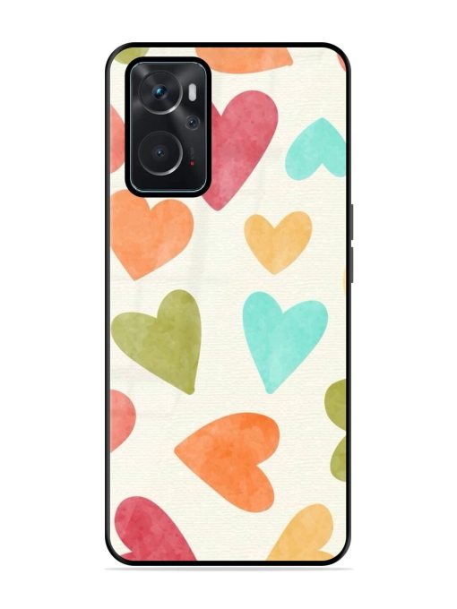 Watercolor Hearts Glossy Soft Edge Case for Oppo K10 (4G) Chachhi