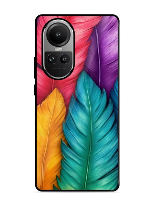 Rainbow Feathers Glossy Soft Edge Case for Oppo Reno 10 (5G) Chachhi