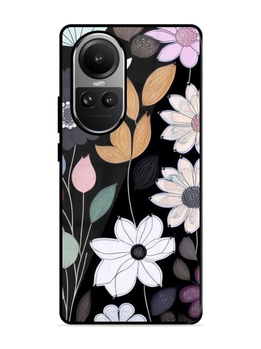 Whimsical Blooms On Black Glossy Soft Edge Case for Oppo Reno 10 (5G) Chachhi