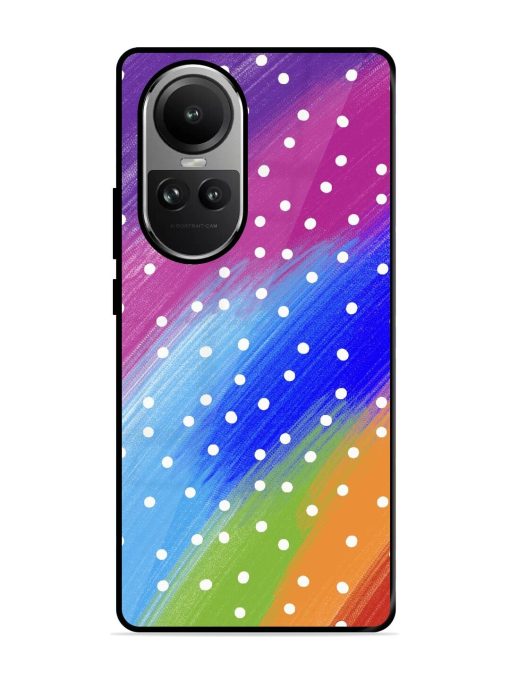 Rainbow Polka Dot Dream Glossy Soft Edge Case for Oppo Reno 10 (5G) Chachhi