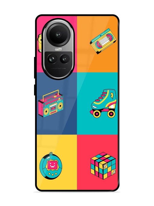 90S Throwback Grid Glossy Soft Edge Case for Oppo Reno 10 (5G) Chachhi