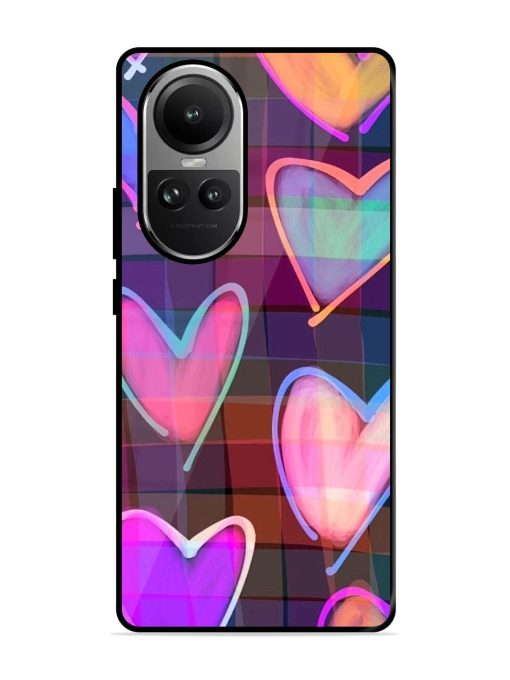 Neon Hearts Glossy Soft Edge Case for Oppo Reno 10 Pro (5G) Chachhi