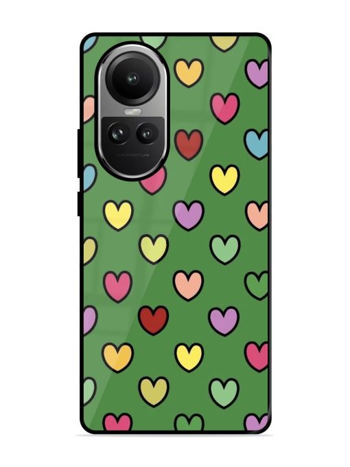 Rainbow Heart Parade Glossy Soft Edge Case for Oppo Reno 10 Pro (5G) Chachhi