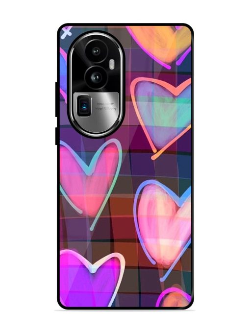 Neon Hearts Glossy Soft Edge Case for Oppo Reno 10 Pro Plus (5G) Chachhi