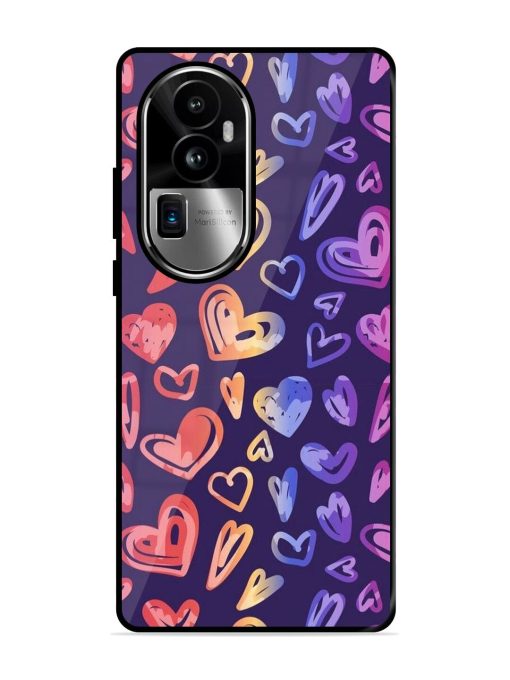 Rainbow Hearts Glossy Soft Edge Case for Oppo Reno 10 Pro Plus (5G) Chachhi