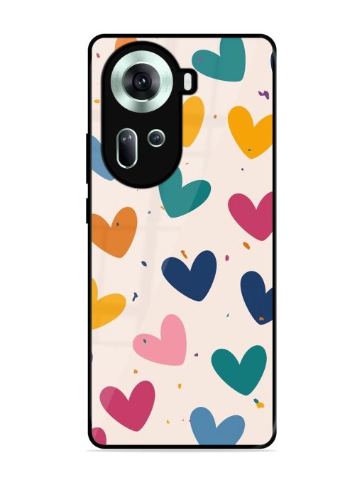 Rainbow Hearts Glossy Soft Edge Case for Oppo Reno 11 (5G) Chachhi