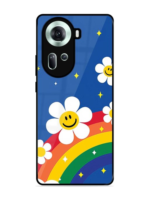 Happy Daisies And Rainbow Sky Glossy Soft Edge Case for Oppo Reno 11 (5G)
