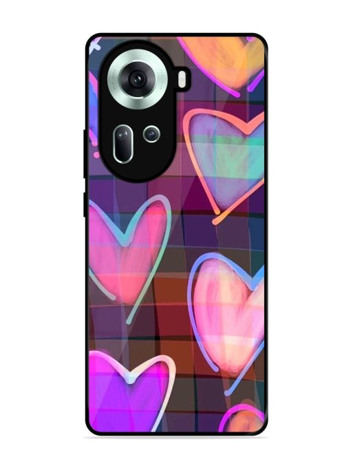 Neon Hearts Glossy Soft Edge Case for Oppo Reno 11 (5G) Chachhi