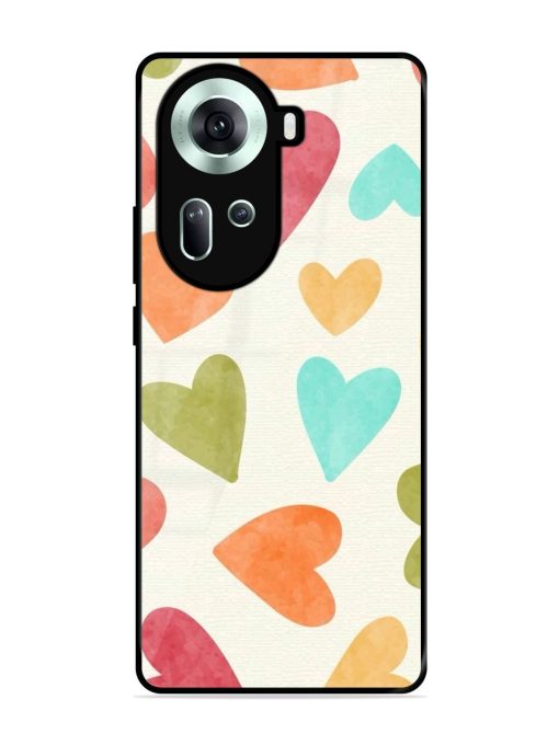 Watercolor Hearts Glossy Soft Edge Case for Oppo Reno 11 (5G) Chachhi