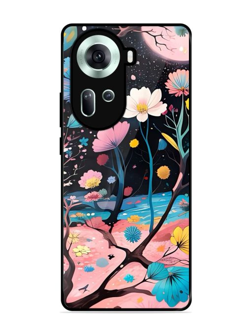 Cosmic Bloom Glossy Soft Edge Case for Oppo Reno 11 (5G) Chachhi