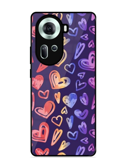 Rainbow Hearts Glossy Soft Edge Case for Oppo Reno 11 (5G) Chachhi