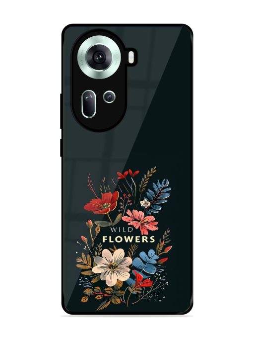 Dark Floral Glossy Soft Edge Case for Oppo Reno 11 (5G)