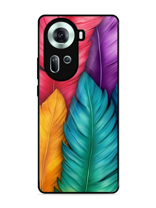 Rainbow Feathers Glossy Soft Edge Case for Oppo Reno 11 (5G) Chachhi