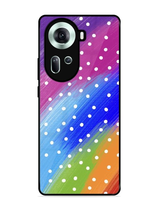 Rainbow Polka Dot Dream Glossy Soft Edge Case for Oppo Reno 11 (5G) Chachhi