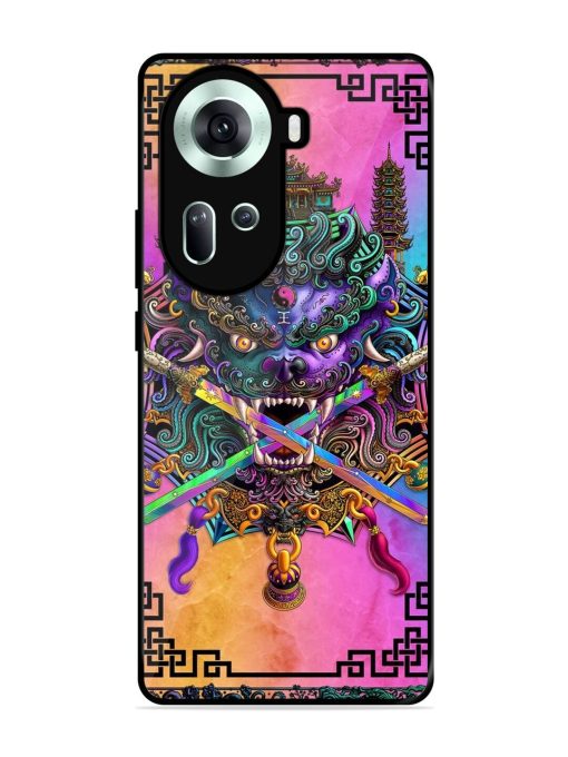 Psychedelic Fu Dog Tapestry Glossy Soft Edge Case for Oppo Reno 11 (5G)