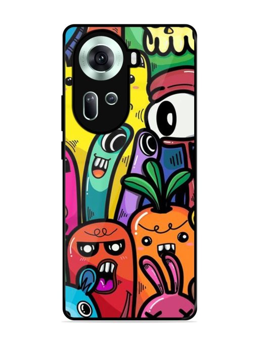 Whimsical Doodle Chaos Glossy Soft Edge Case for Oppo Reno 11 (5G) Chachhi