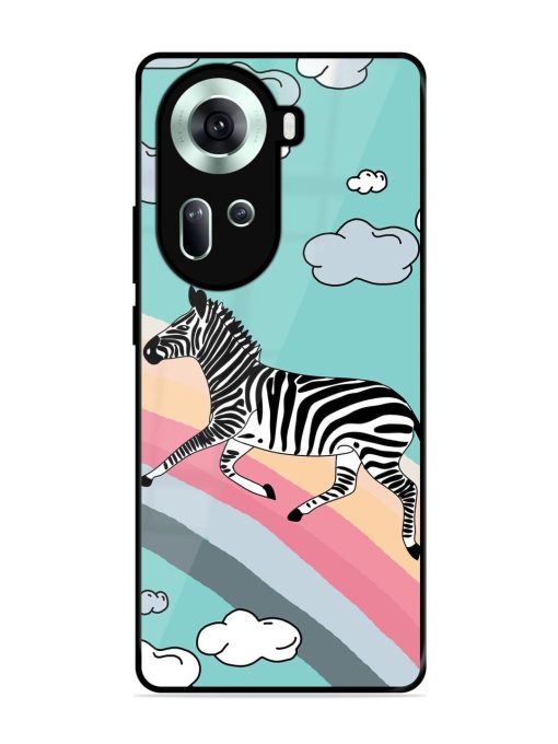 Zebra On A Rainbow Glossy Soft Edge Case for Oppo Reno 11 (5G)