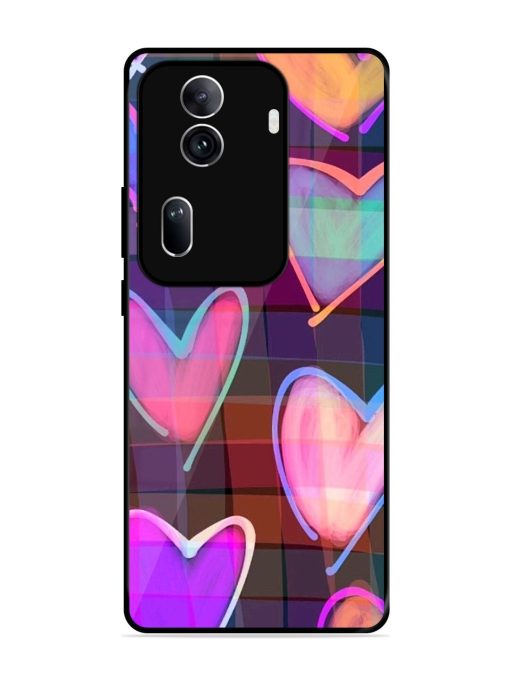 Neon Hearts Glossy Soft Edge Case for Oppo Reno 11 Pro (5G) Chachhi