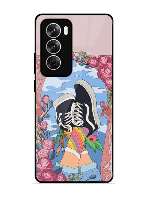 Floral Fantasy Glossy Soft Edge Case for Oppo Reno 12 (5G) Chachhi