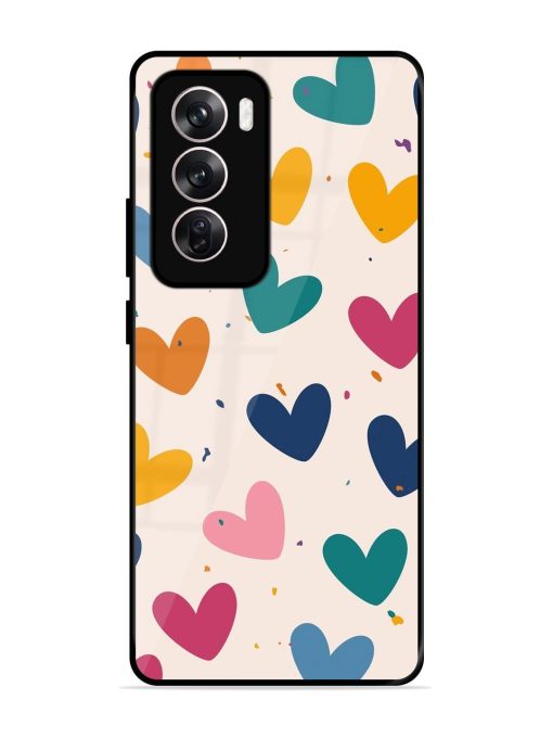 Rainbow Hearts Glossy Soft Edge Case for Oppo Reno 12 (5G) Chachhi