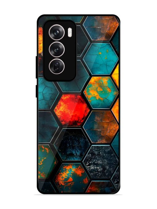 Hexagon Hive Glossy Soft Edge Case for Oppo Reno 12 (5G) Chachhi