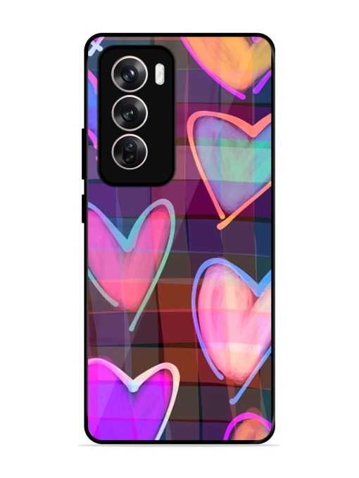 Neon Hearts Glossy Soft Edge Case for Oppo Reno 12 (5G) Chachhi