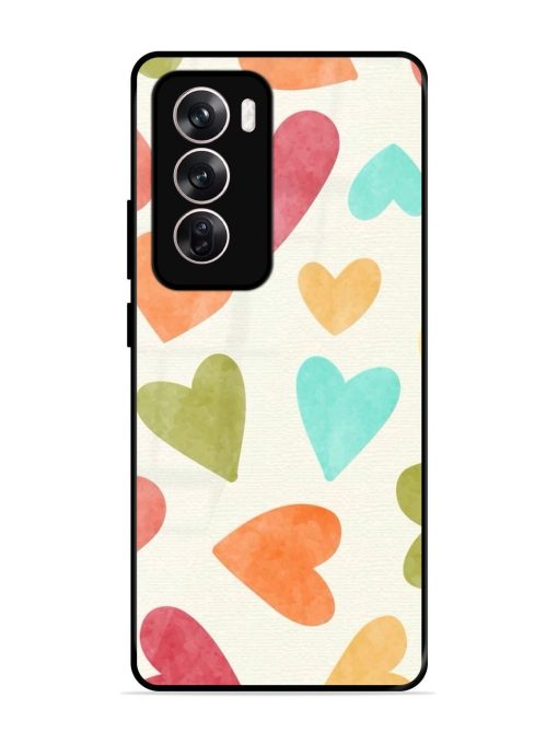 Watercolor Hearts Glossy Soft Edge Case for Oppo Reno 12 (5G) Chachhi