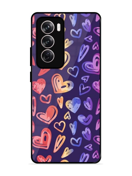 Rainbow Hearts Glossy Soft Edge Case for Oppo Reno 12 (5G) Chachhi