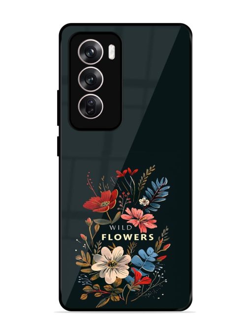 Dark Floral Glossy Soft Edge Case for Oppo Reno 12 (5G) Chachhi