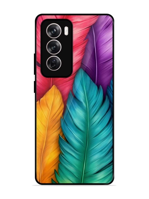 Rainbow Feathers Glossy Soft Edge Case for Oppo Reno 12 (5G) Chachhi