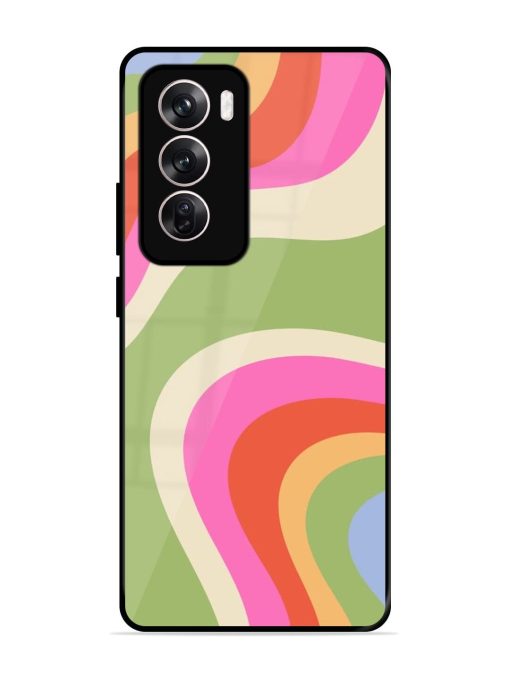 Wavy Rainbow Wonderland Glossy Soft Edge Case for Oppo Reno 12 (5G) Chachhi