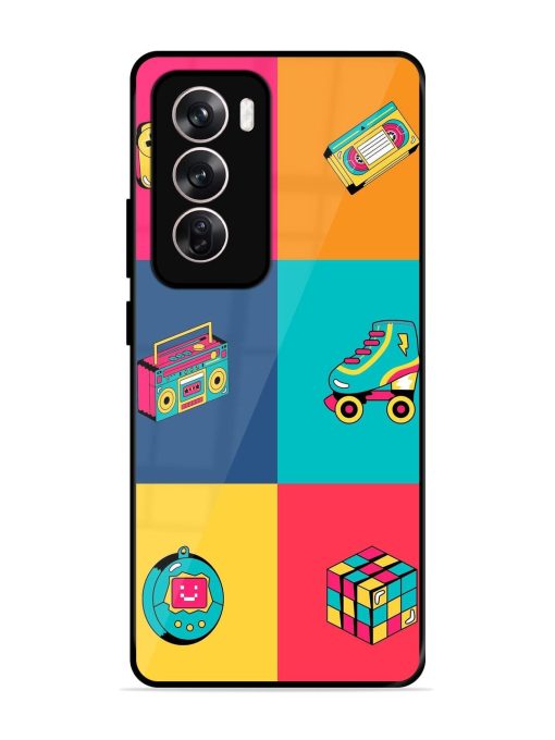 90S Throwback Grid Glossy Soft Edge Case for Oppo Reno 12 (5G) Chachhi