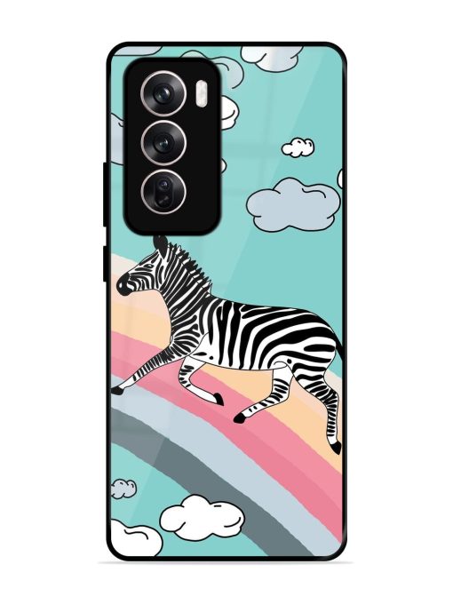 Zebra On A Rainbow Glossy Soft Edge Case for Oppo Reno 12 Pro (5G) Chachhi