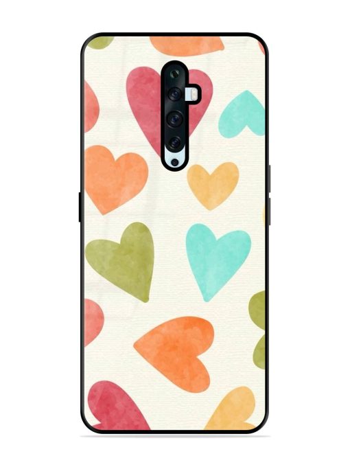 Watercolor Hearts Glossy Soft Edge Case for Oppo Reno 2F Chachhi