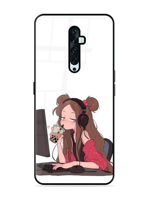 Girl Playing On Pc Glossy Soft Edge Case for Oppo Reno 2Z Chachhi