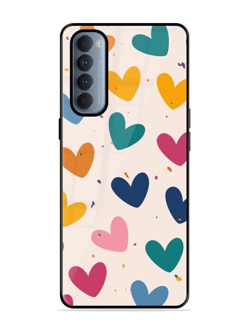 Rainbow Hearts Glossy Soft Edge Case for Oppo Reno 4 Pro Chachhi