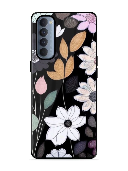 Whimsical Blooms On Black Glossy Soft Edge Case for Oppo Reno 4 Pro Chachhi