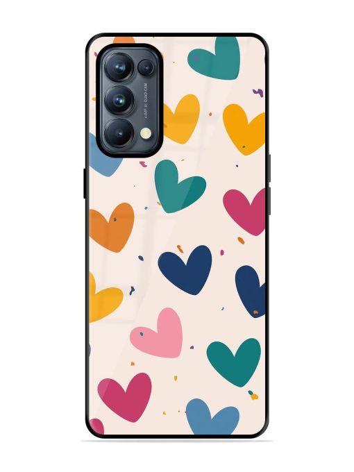 Rainbow Hearts Glossy Soft Edge Case for Oppo Reno 5 Pro (5G) Chachhi